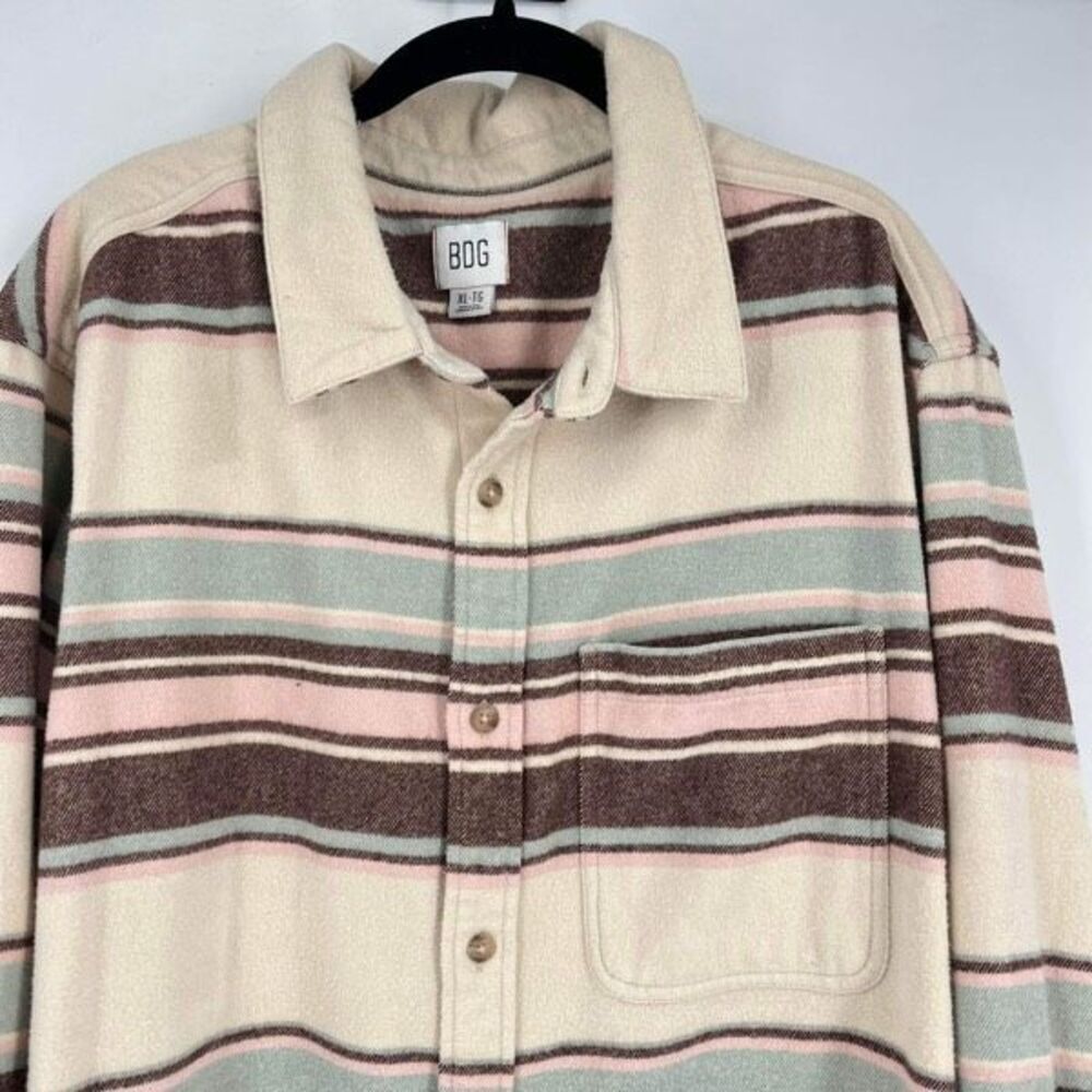 BDG Urban Outfitters Mens Striped Long Sleeve Button-Up Shirt Multi-Color Medium - Picture 2 of 9